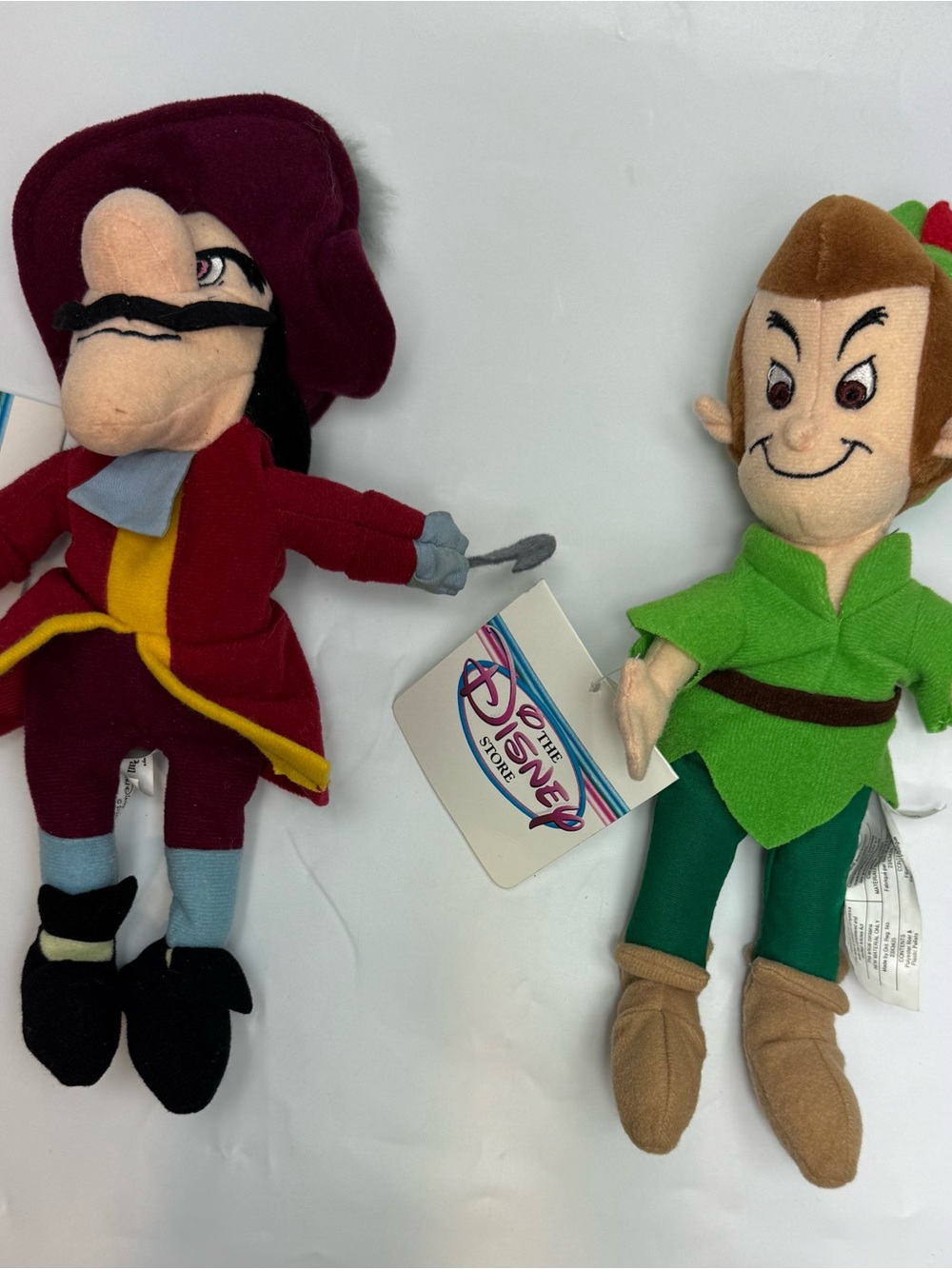 Disney Peter Pan & Captain Hook Plush Set - Green & Burgundy